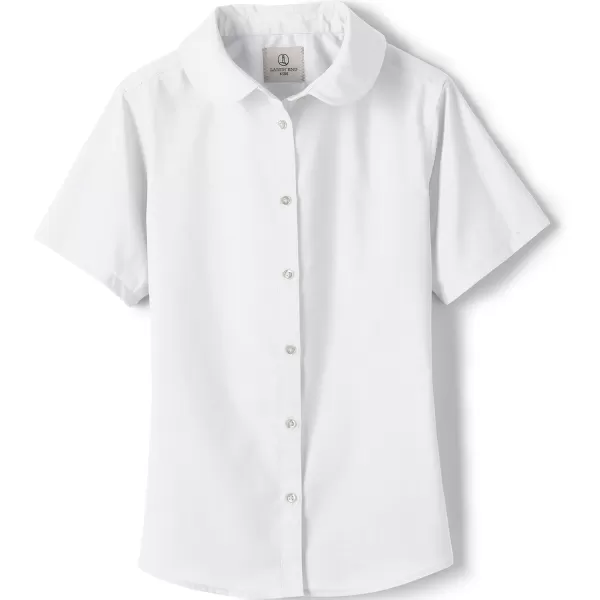 imageLands End School Uniform Girls Short Sleeve Peter Pan Collar Broadcloth ShirtWhite