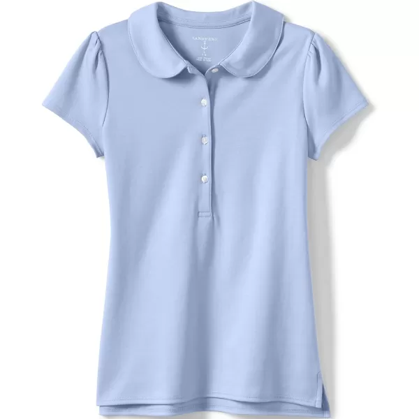 imageLands End School Uniform Girls Short Sleeve Peter Pan Collar Polo ShirtBlue