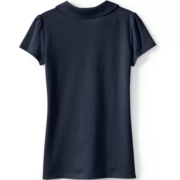 imageLands End School Uniform Girls Short Sleeve Peter Pan Collar Polo ShirtClassic Navy