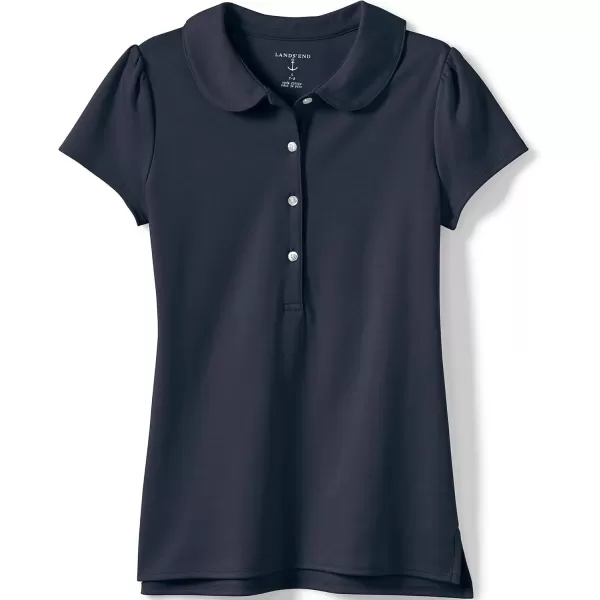 imageLands End School Uniform Girls Short Sleeve Peter Pan Collar Polo ShirtClassic Navy