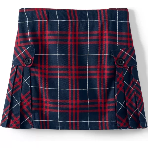 Lands End School Uniform Girls Side Pleat Plaid Skort Above KneeClassic Navy Large Plaid