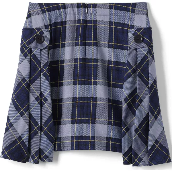 Lands End School Uniform Girls Side Pleat Plaid Skort Above KneeClassic Navy Plaid