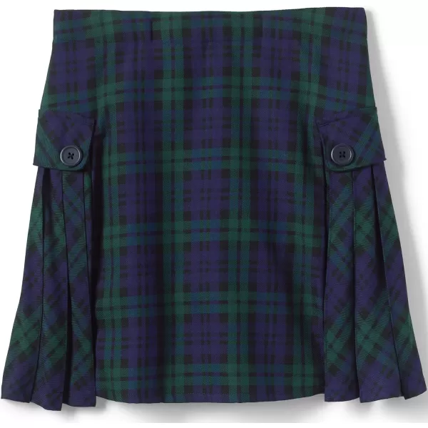 Lands End School Uniform Girls Side Pleat Plaid Skort Above KneeClassic NavyEvergreen Plaid