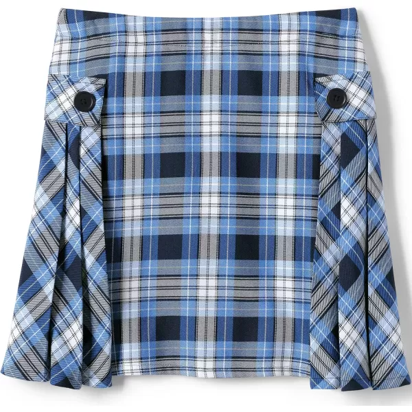 Lands End School Uniform Girls Side Pleat Plaid Skort Above KneeClear Blue Plaid