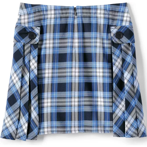 Lands End School Uniform Girls Side Pleat Plaid Skort Above KneeClear Blue Plaid