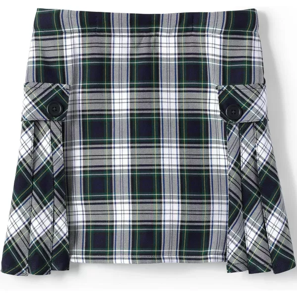 Lands End School Uniform Girls Side Pleat Plaid Skort Above KneeWhite Plaid