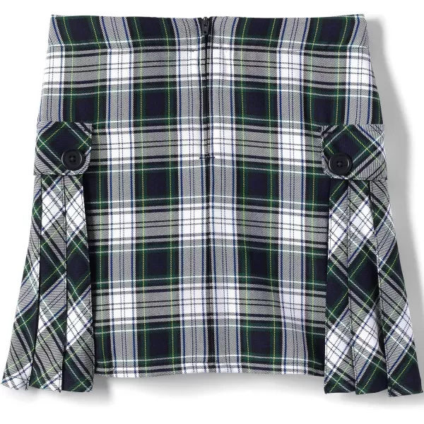 Lands End School Uniform Girls Side Pleat Plaid Skort Above KneeWhite Plaid