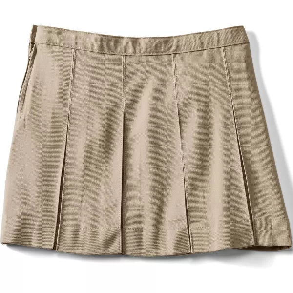 Lands End School Uniform Girls Solid Box Pleat Skirt Above KneeKhaki