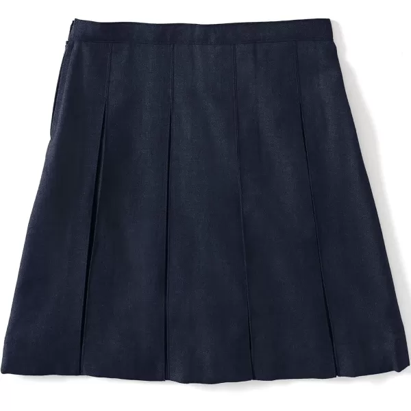 Lands End School Uniform Girls Solid Box Pleat Skirt Below The KneeClassic Navy