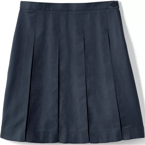 Lands End School Uniform Girls Solid Box Pleat Skirt Below The KneeClassic Navy