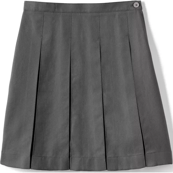 Lands End School Uniform Girls Solid Box Pleat Skirt Below The KneeGray