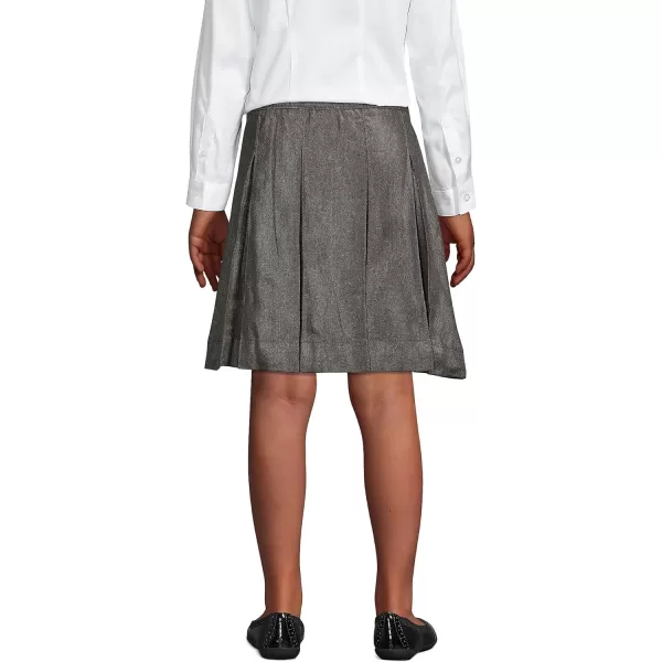 Lands End School Uniform Girls Solid Box Pleat Skirt Below The KneeGray