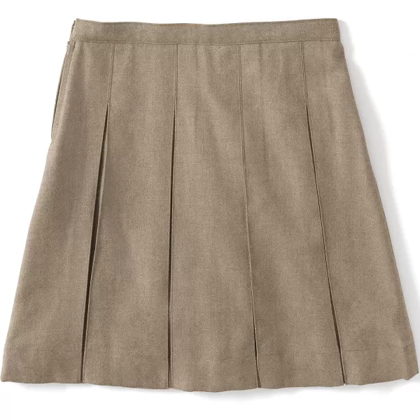 Lands End School Uniform Girls Solid Box Pleat Skirt Below The KneeKhaki