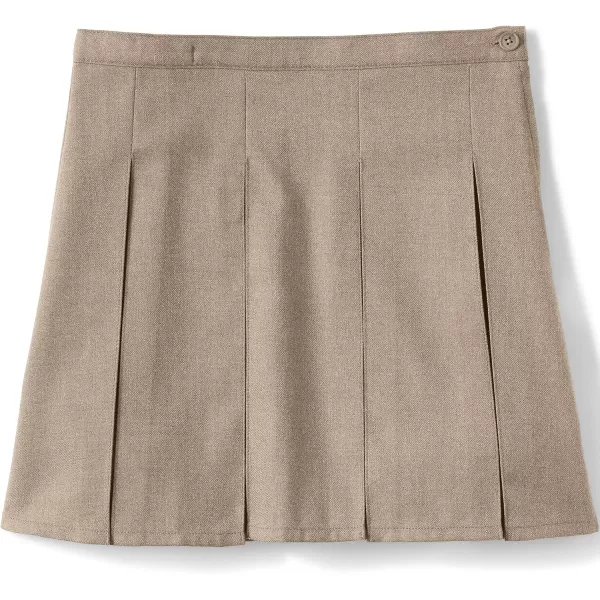 Lands End School Uniform Girls Solid Box Pleat Skirt Top of KneeKhaki