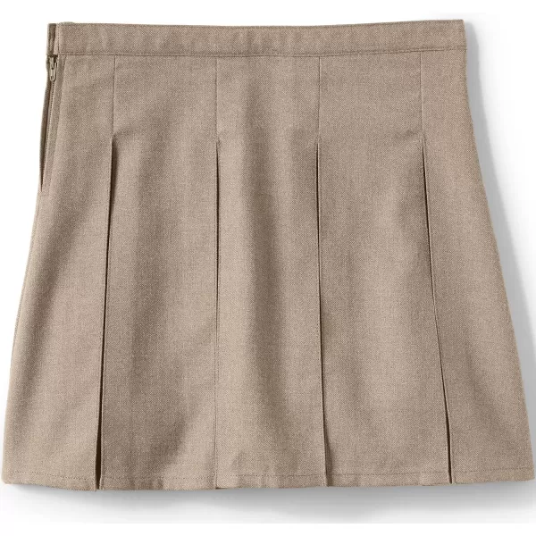 Lands End School Uniform Girls Solid Box Pleat Skirt Top of KneeKhaki