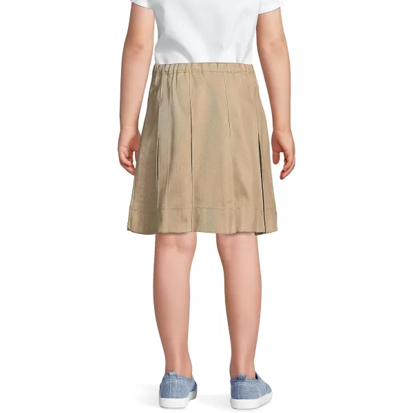 Lands End School Uniform Girls Solid Box Pleat Skirt Top of KneeKhaki