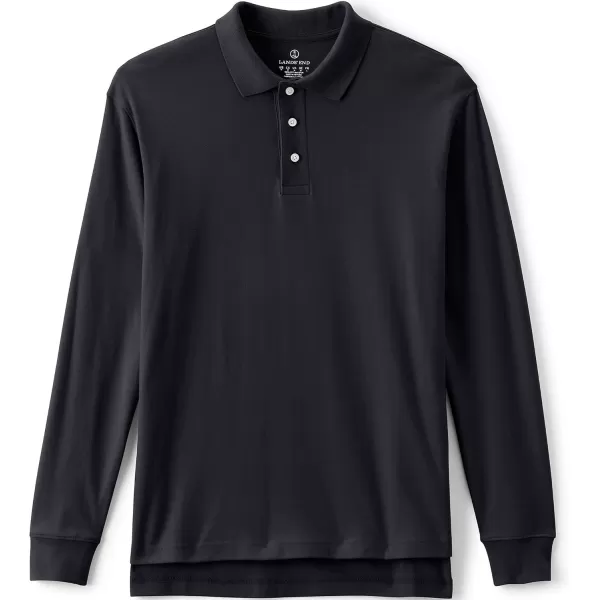 Lands End School Uniform Kids Long Sleeve Interlock Polo ShirtBlack