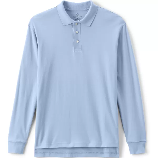 Lands End School Uniform Kids Long Sleeve Interlock Polo ShirtBlue