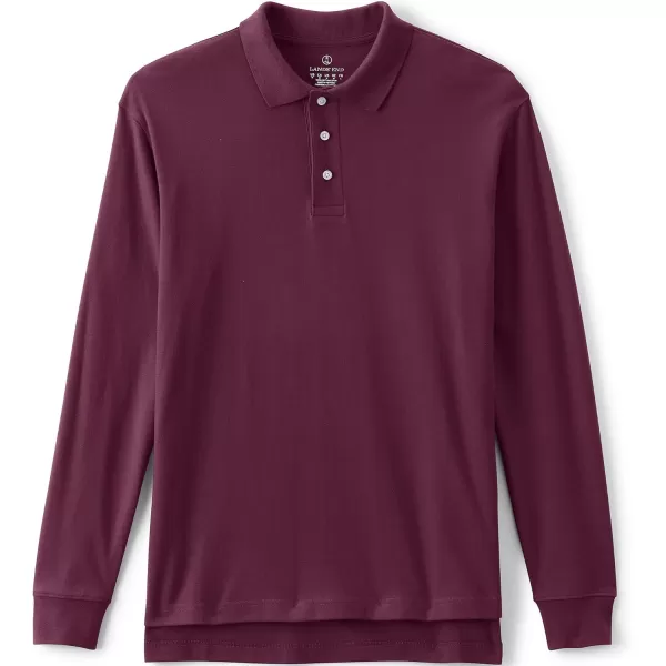 Lands End School Uniform Kids Long Sleeve Interlock Polo ShirtBurgundy