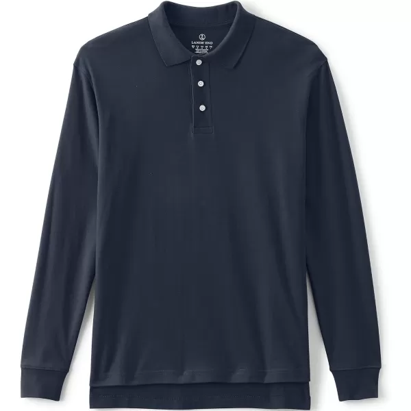 Lands End School Uniform Kids Long Sleeve Interlock Polo ShirtClassic Navy