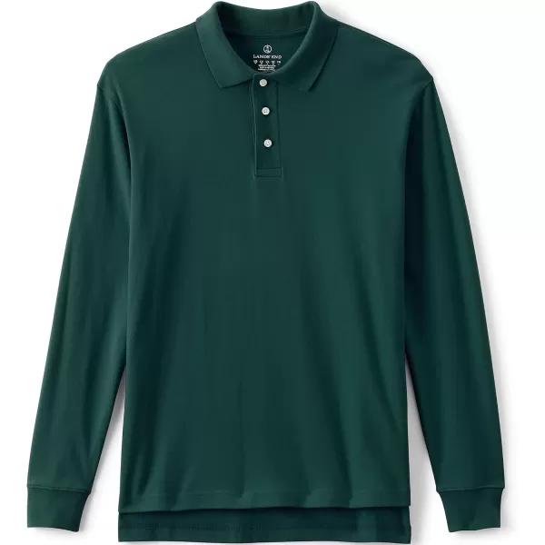 Lands End School Uniform Kids Long Sleeve Interlock Polo ShirtEvergreen