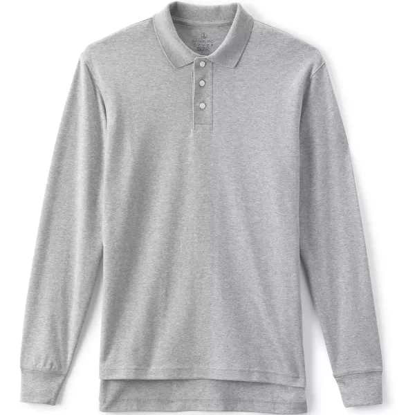 Lands End School Uniform Kids Long Sleeve Interlock Polo ShirtGray Heather