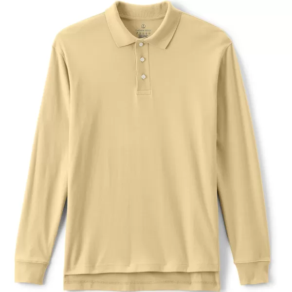 Lands End School Uniform Kids Long Sleeve Interlock Polo ShirtMaize