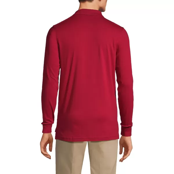 Lands End School Uniform Kids Long Sleeve Interlock Polo ShirtRed