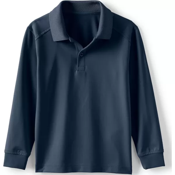 Lands End School Uniform Kids Long Sleeve Rapid Dry Polo ShirtClassic Navy