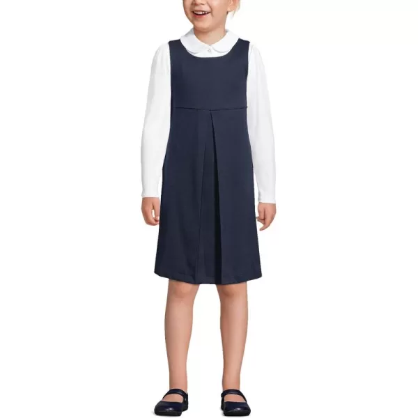 Lands End Girls Ponte Pleat JumperClassic Navy