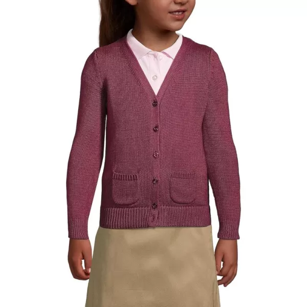 imageLands End School Uniform Girls Cotton Modal Button Front Cardigan SweaterBurgundy