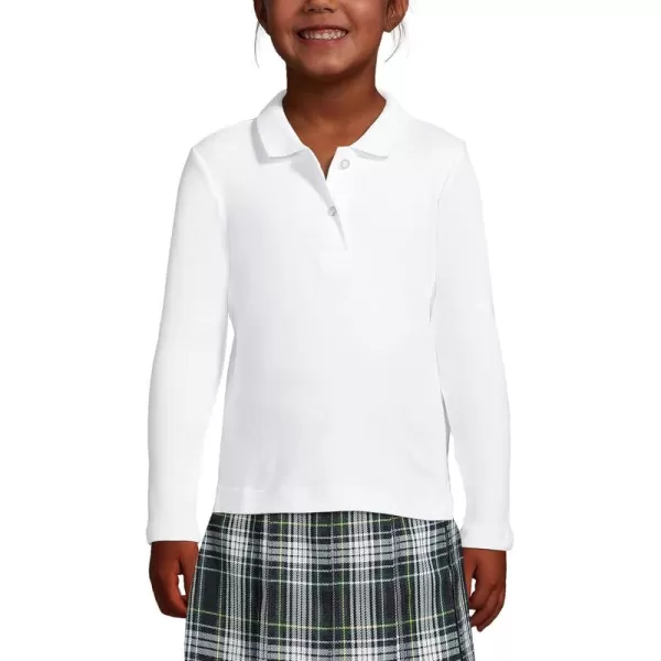 Lands End School Uniform Girls Long Sleeve Feminine Fit Interlock Polo ShirtWhite