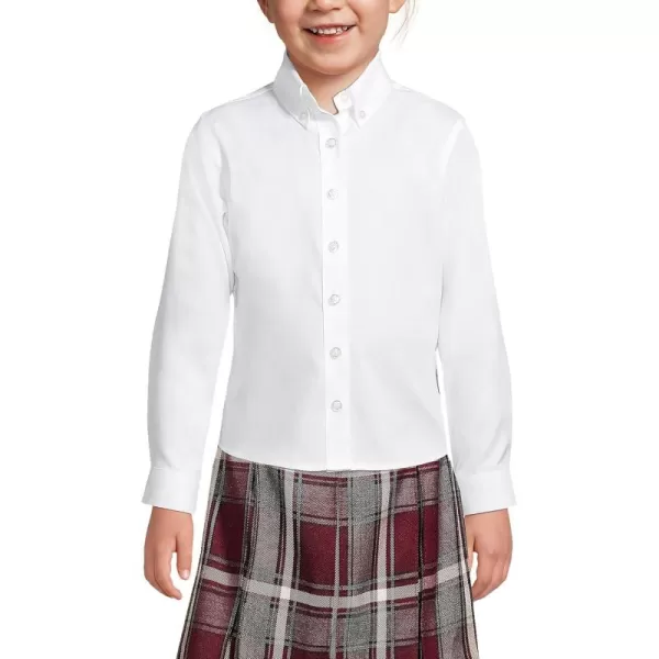 Lands End School Uniform Girls Long Sleeve No Iron Pinpoint ShirtWhite