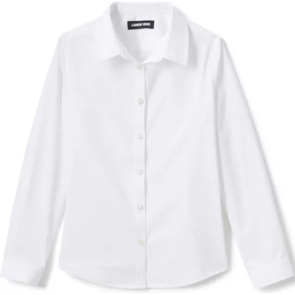 imageLands End School Uniform Girls No Gape Long Sleeve Stretch ShirtPearl White