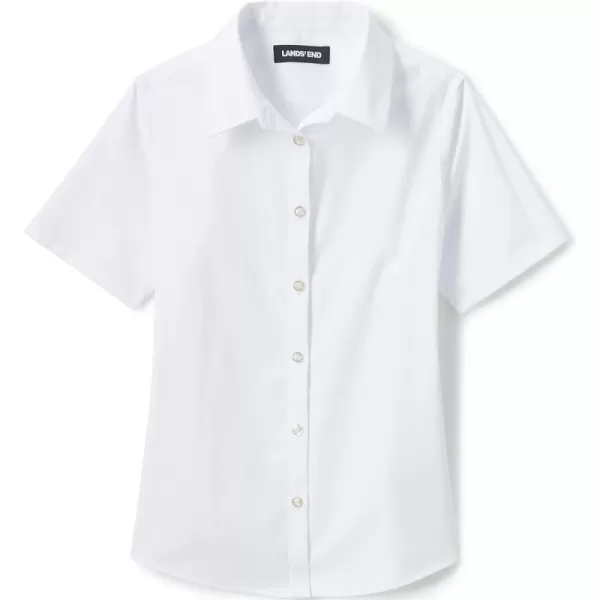 Lands End School Uniform Girls No Gape Short Sleeve Stretch ShirtPearl White