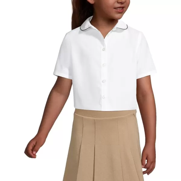 imageLands End School Uniform Girls Piped Peter Pan Collar Broadcloth ShirtWhiteClassic Navy