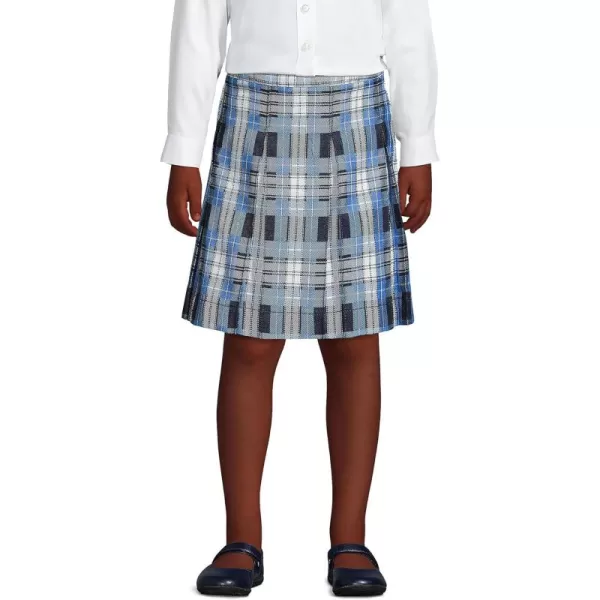 Lands End School Uniform Girls Plaid Box Pleat Skirt Top of The KneeClear Blue Plaid