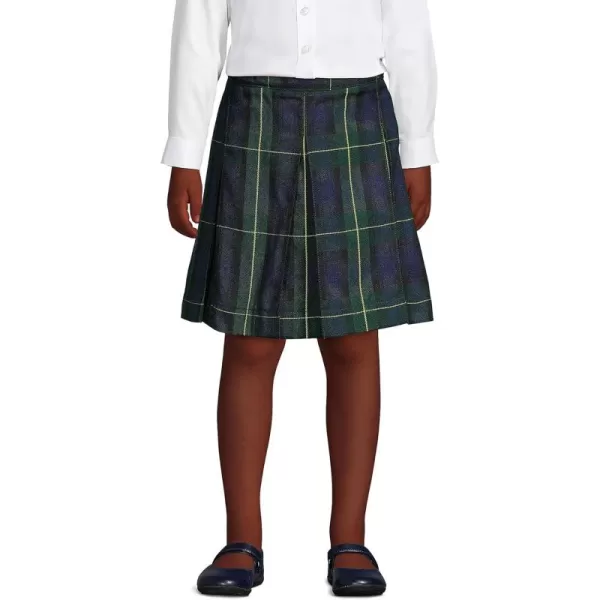 Lands End School Uniform Girls Plaid Box Pleat Skirt Top of The KneeHunterClassic Navy Plaid