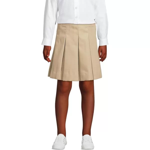 Lands End School Uniform Girls PolyCotton Box Pleat Skirt Top of KneeKhaki