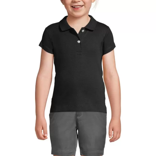 Lands End School Uniform Girls Short Sleeve Feminine Fit Interlock Polo ShirtBlack