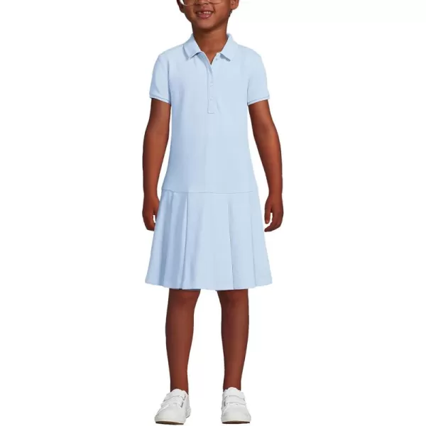 Lands End School Uniform Girls Short Sleeve Mesh Pleated Polo DressBlue