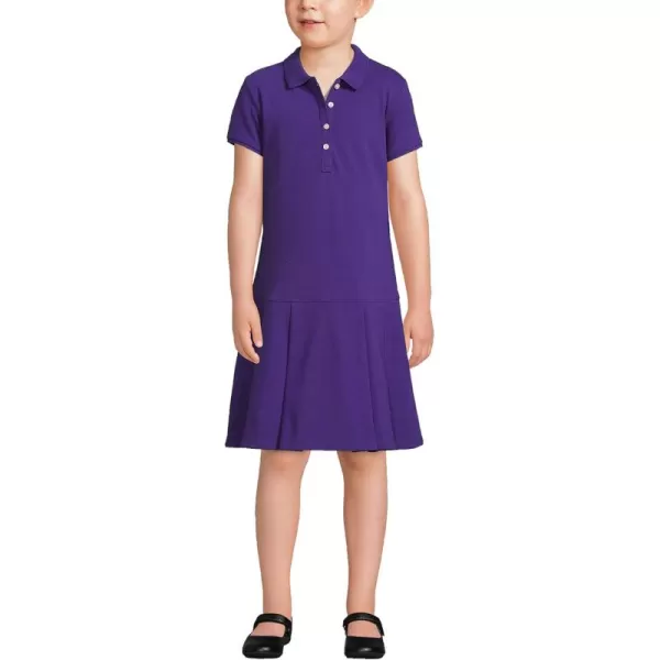 Lands End School Uniform Girls Short Sleeve Mesh Pleated Polo DressDeep Purple