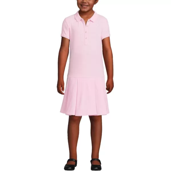 Lands End School Uniform Girls Short Sleeve Mesh Pleated Polo DressIce Pink