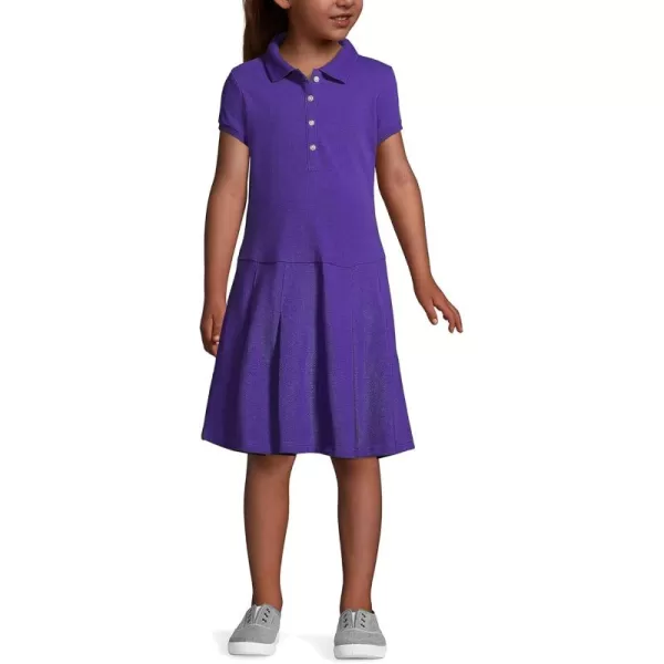 Lands End School Uniform Girls Short Sleeve Mesh Polo DressDeep Purple