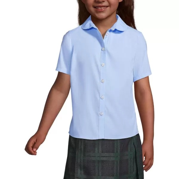 imageLands End School Uniform Girls Short Sleeve Peter Pan Collar Broadcloth ShirtLight Sea Blue