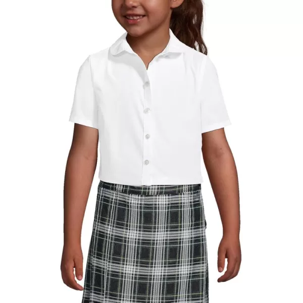 imageLands End School Uniform Girls Short Sleeve Peter Pan Collar Broadcloth ShirtWhite