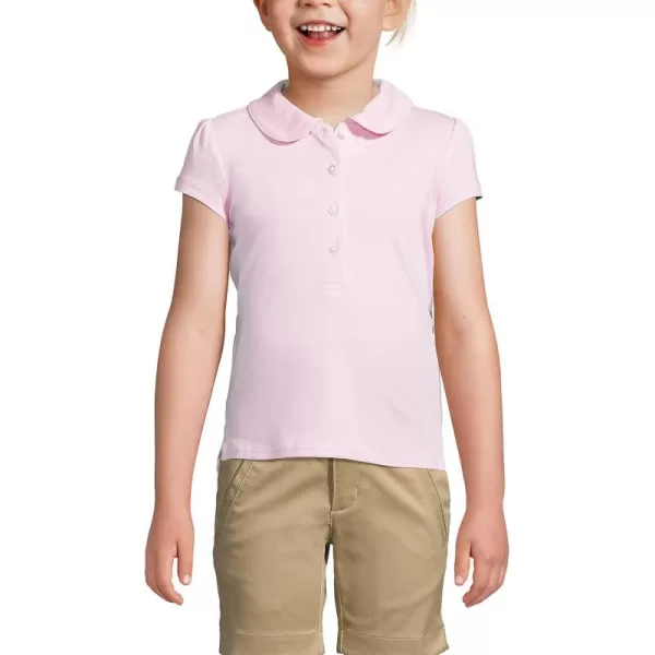 imageLands End School Uniform Girls Short Sleeve Peter Pan Collar Polo ShirtIce Pink