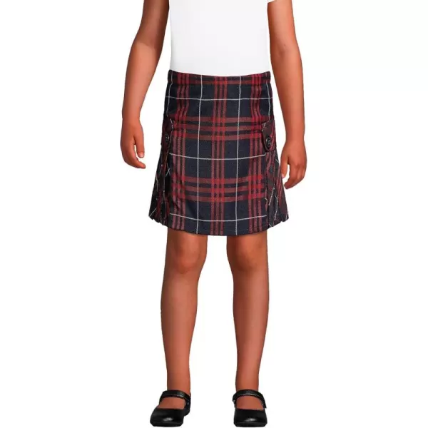 Lands End School Uniform Girls Side Pleat Plaid Skort Above KneeClassic Navy Large Plaid