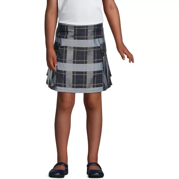 Lands End School Uniform Girls Side Pleat Plaid Skort Above KneeClassic Navy Plaid