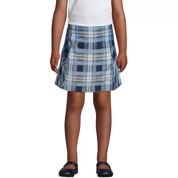 Lands End School Uniform Girls Side Pleat Plaid Skort Above KneeClear Blue Plaid